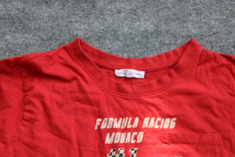 Red Formula Racing Crop Top T-shirt Size Large